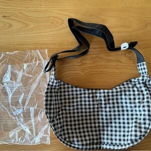 Baggu black and white gingham medium crescent bag - NWT
